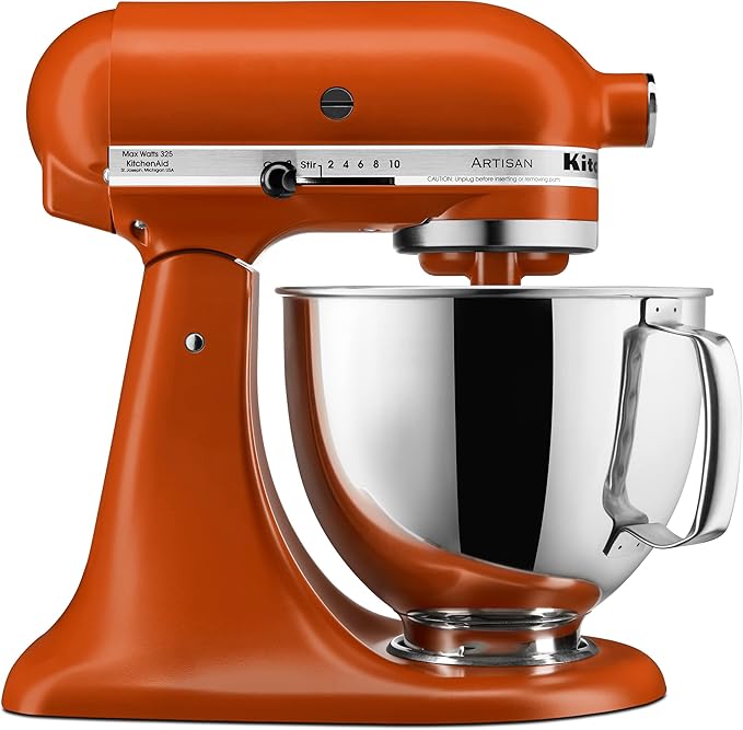 KitchenAid Artisan 5-quart stand mixer in orange