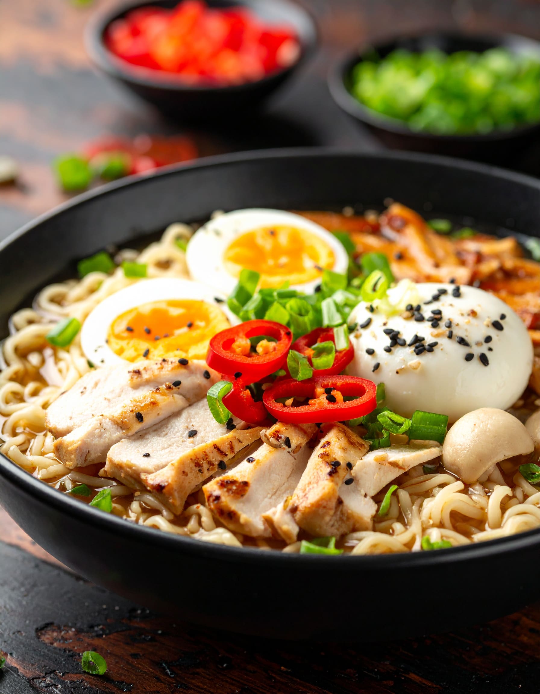 Chicken Ramen with Crispy Mushrooms
