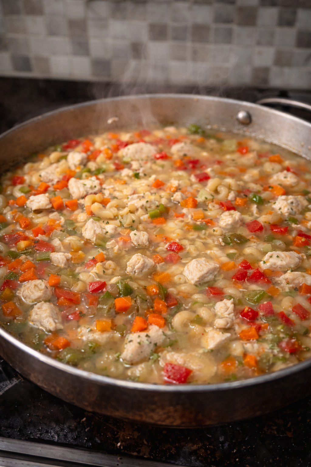 Hearty Chicken Vegetable Noodle Soup with Macaroni